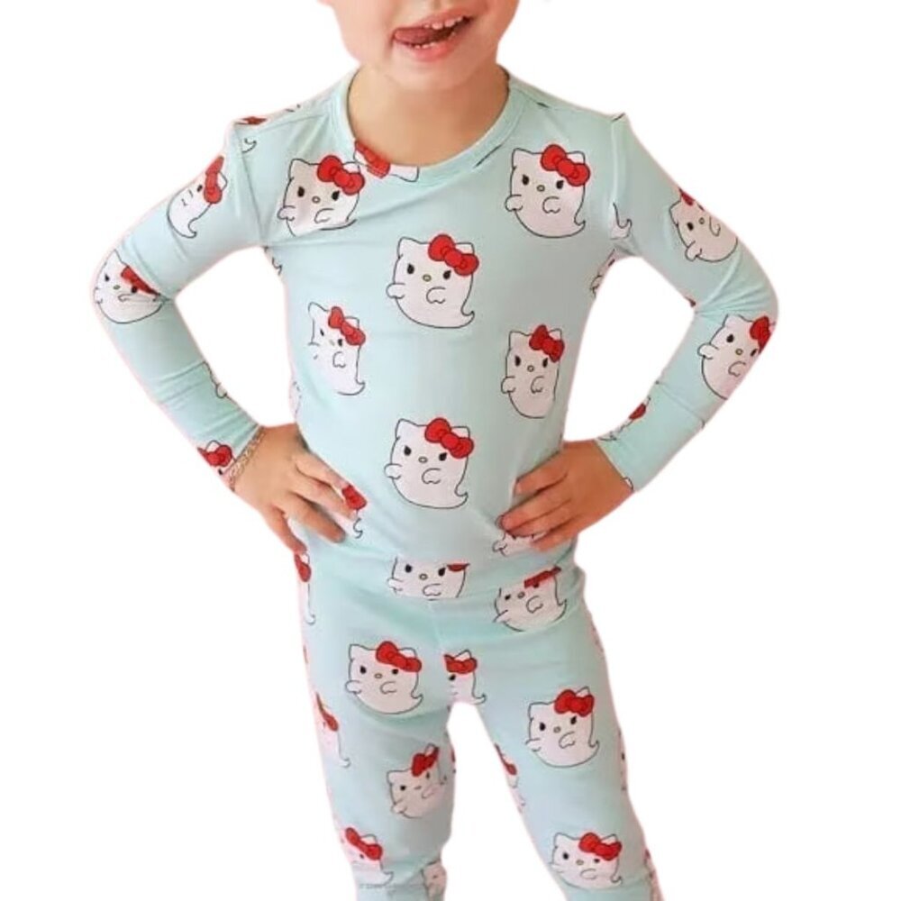 Posh Peanut Bamboo Hello Kitty Halloween Ghosts PJs Pajamas - Size 2T - Picture 2 of 10